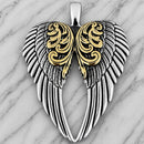 Sanity Jewelry Ladies Necklace Pendant Only Angel Heart Wings Pendant - Gold & Silver Scrollwork - Classic - Rope Necklace or Omega - LAP024