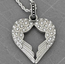 Sanity Jewelry Ladies Necklace Pendant Only Angel Heart Wings Pendant - Silver W/White Stone - Rope Necklace or Omega - LAP030