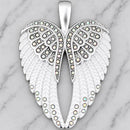 SANITY JEWELRY® Ladies Necklace Pendant Only Angel Heart Wings Pendant - White W/Rainbow Stones - Classic - Rope Necklace or Omega - LAP38