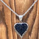 Sanity Jewelry Ladies Necklace Pendant Only Crystal Heart Mini Pendant - Black - Rope Necklace - AJ02M