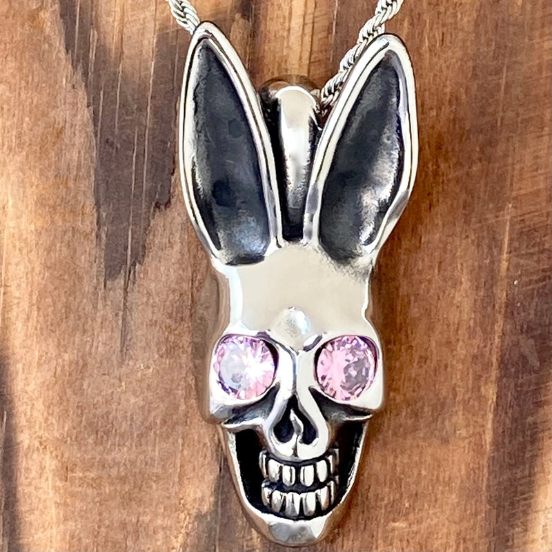 Sanity Jewelry Ladies Necklace Pendant Only Playboy Bunny - Pink Crystal Pendant - Rope Necklace or Omega - PEN291
