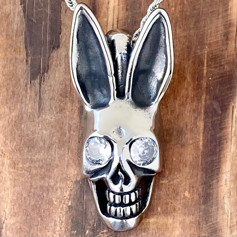 Sanity Jewelry Ladies Necklace Pendant Only Playboy Bunny - White Crystal Pendant - Rope Necklace or Omega - PEN290