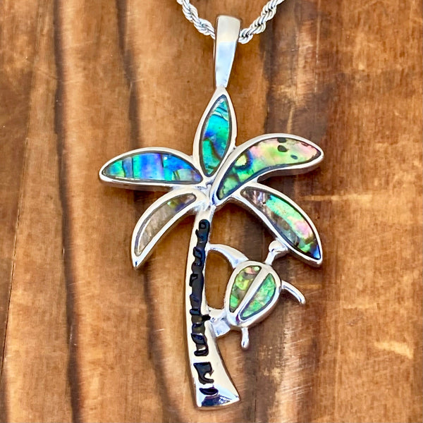 Sanity Jewelry Ladies Necklace Pendant Only Sea Shell - Coconut Palm Tree W/ Sea Turtle Pendant - Rope Necklace - SK2571