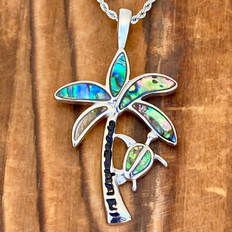 Sanity Jewelry Ladies Necklace Pendant Only Sea Shell - Coconut Palm Tree W/ Sea Turtle Pendant - Rope Necklace - SK2571