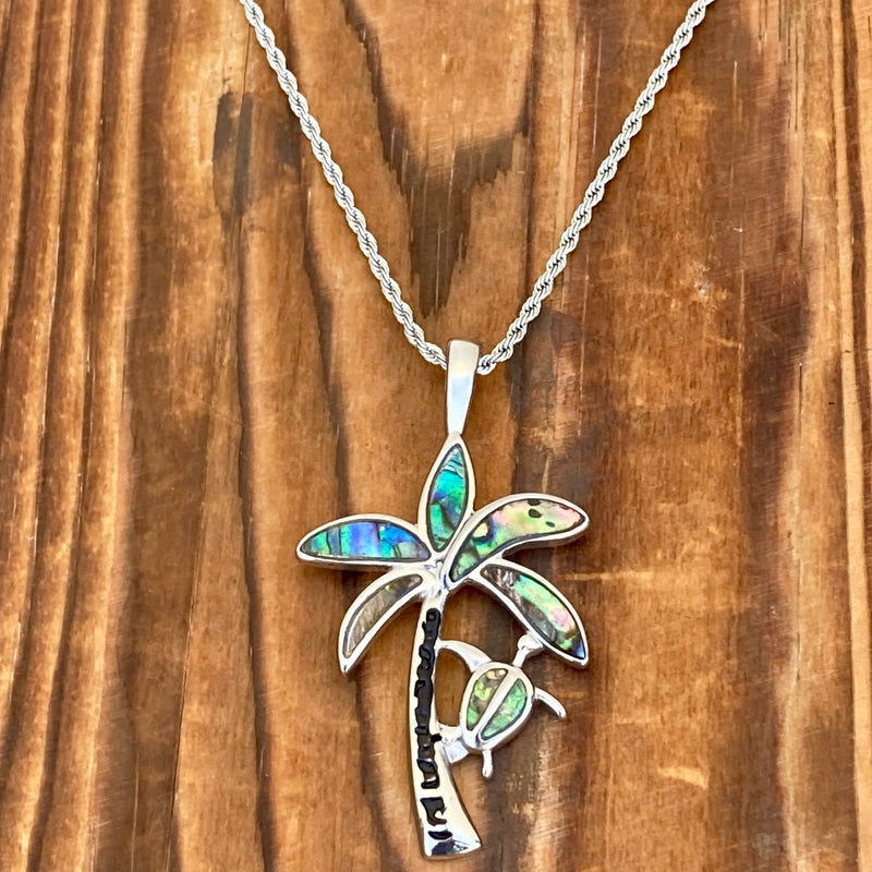 Sanity Jewelry Ladies Necklace Sea Shell - Coconut Palm Tree W/ Sea Turtle Pendant - Rope Necklace - SK2571