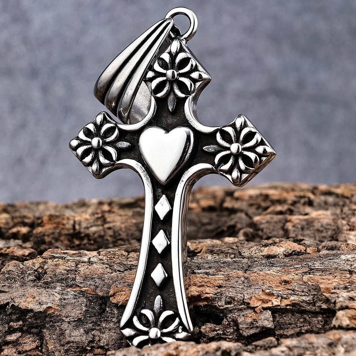 ■ENGBROX■ silver925 heart and cross necklace EBNL25014SV HEART & CROSS