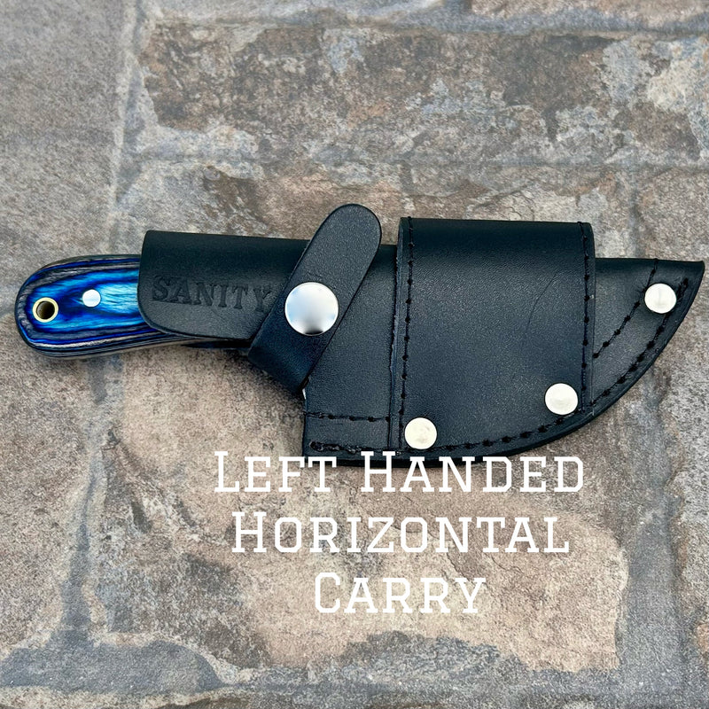 Sanity Jewelry Left Handed Horizontal Jesse James -  Blue & Black Wood - D2 Steel - Horizontal & Vertical Carry - 7 inches - JJ005