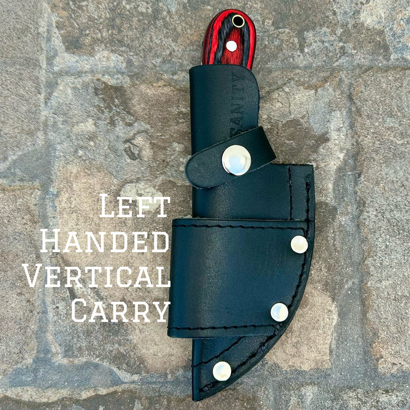 Sanity Jewelry Left Handed Vertical Jesse James - Red & Black Wood - D2 Steel - Horizontal & Vertical Carry - 7 inches - JJ013