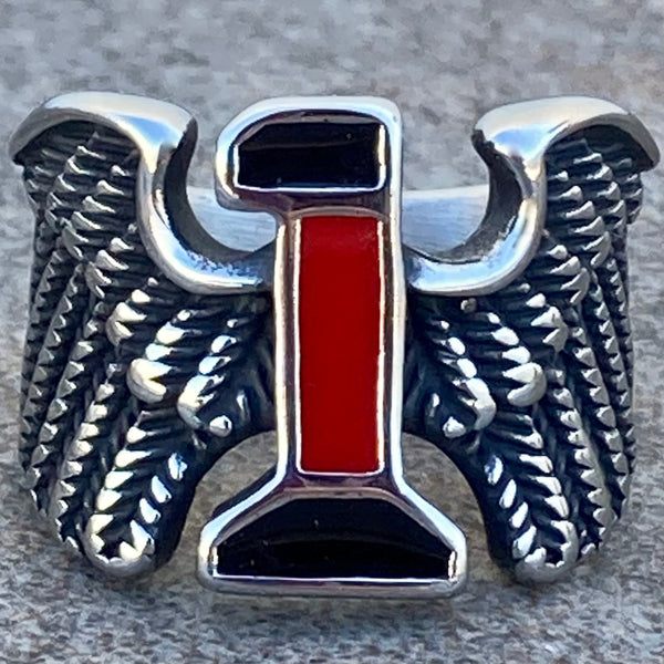 SANITY JEWELRY® Men's Ring 11 #1 W/Wings - Classic - Red & Black - R239