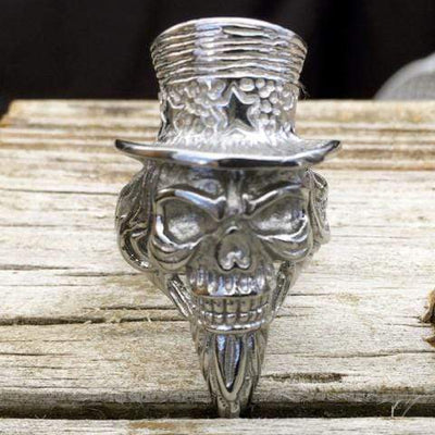 Men's Stainless Steel American Flag Skull Biker Ring - Hypoallergenic Band Ring In US Size 14 - View #12