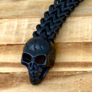 Sanity Jewelry Men's Skull Bracelet 2 Skull Heads Bracelet - Matte Black - 1/2 inch wide - B14