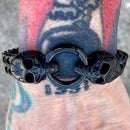 Sanity Jewelry Men's Skull Bracelet 2 Skull Heads Bracelet - Matte Black - 1/2 inch wide - B14