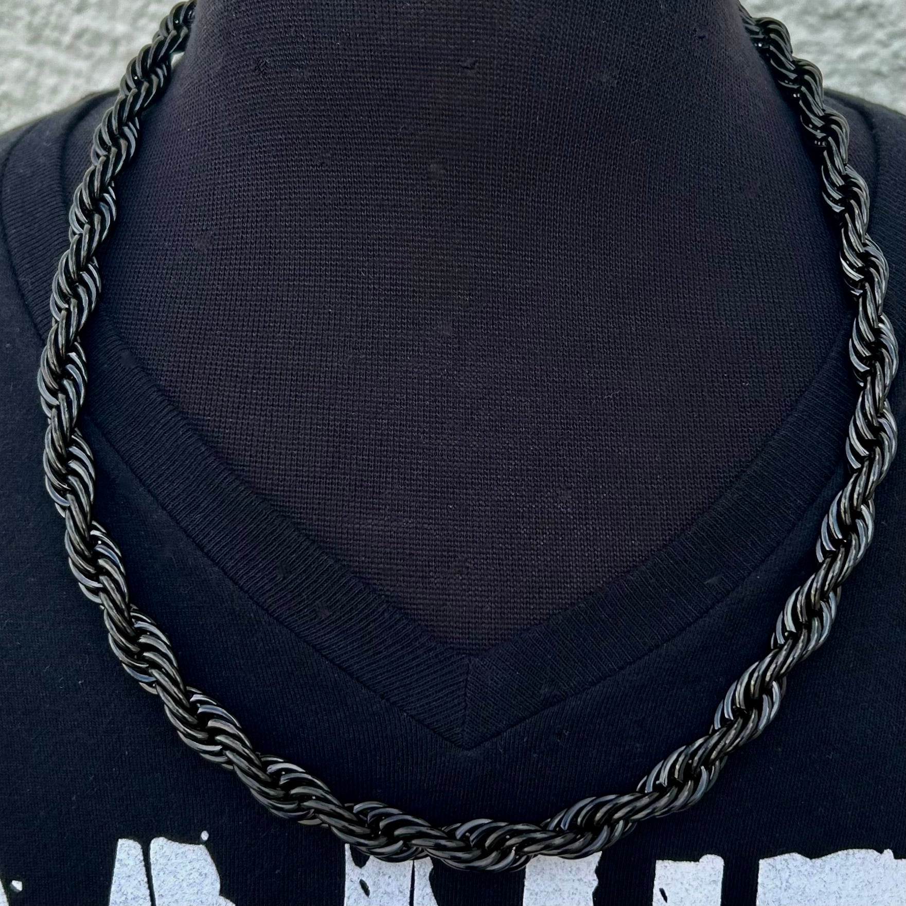 10MM Rope Chain - Black - TR02