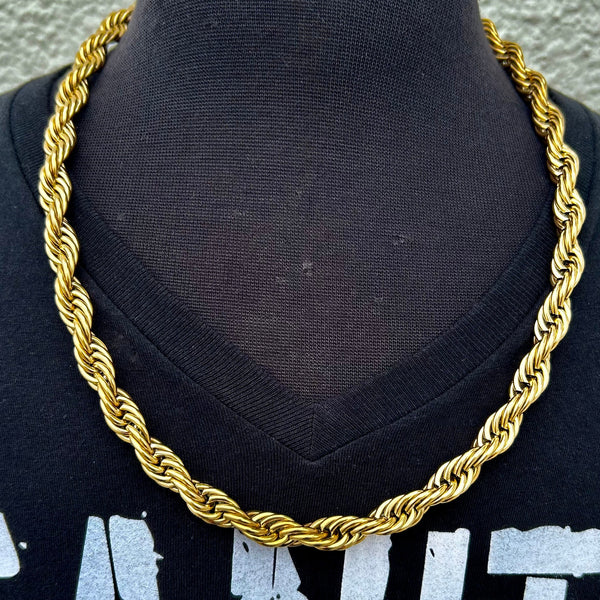 SANITY JEWELRY® Necklace 10MM Rope Chain - Gold - TR04