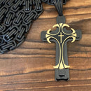 Sanity Jewelry Necklace 22” Black "Sanity's Combo" - Cross - Risen Cross Black & Gold Pendant - Necklace (820)