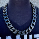 Sanity Jewelry Necklace 22 inches Bagger Necklace - "EASY BIKER" - Matte Black - 3/4 Inch wide