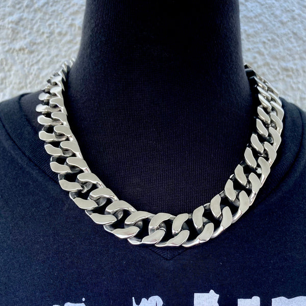 Sanity Jewelry Necklace 22 inches Bagger Necklace - "EASY BIKER" - Polished Cuban Link - 3/4 Inch wide CEB1