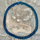 SANITY JEWELRY® Necklace 22 inches Necklace - Diamond Cut Cuban Link - Blue - 3/8" Wide - CN04