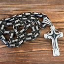 Sanity Jewelry Necklace 22” Silver & Black "Sanity's Combo" - Cross - Risen Cross Silver Pendant - Necklace (823)