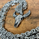 Sanity Jewelry Necklace 22” Silver Longhorn Skull  - Polished - Pendant - Necklace (866)
