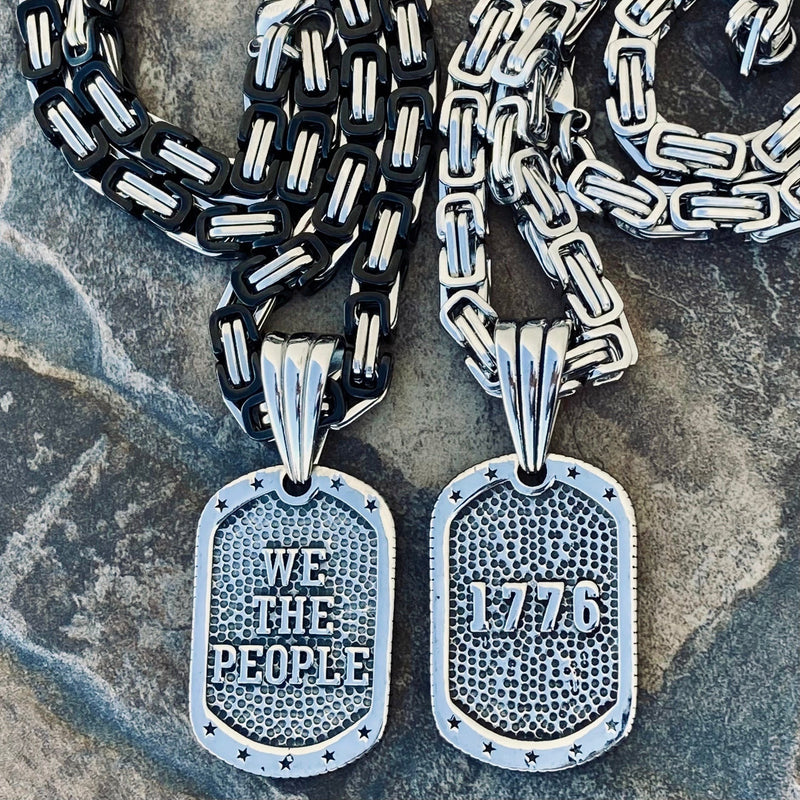 Sanity Jewelry Necklace 22” Silver "Sanity's Combo" - 1776 "We The People"  Pendant - Necklace (807)