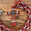 Sanity Jewelry Necklace 22” Silver "Sanity's Combo" - Cross - Risen Cross Red & Silver Pendant - Necklace (826)