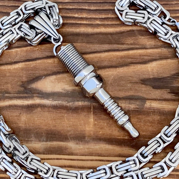 Sanity Jewelry Necklace 22” Silver Spark Plug Pendant - Necklace (313)