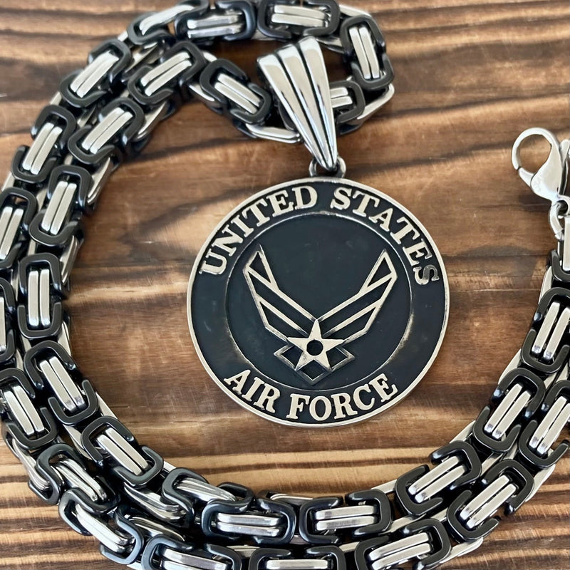 Sanity Jewelry Necklace 22” Silver US Air Force Pendant - Necklace (717)