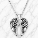 Sanity Jewelry Necklace 2mm 16” Rope Necklace Angel Heart Wings Pendant - Silver W/White Stones - Custom - Rope Necklace - LAP036