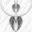 Sanity Jewelry Necklace Angel Heart Wings Pendant - Silver W/White Stones - Custom - Rope Necklace - LAP036