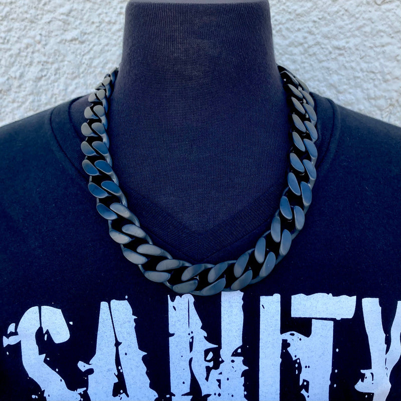 Sanity Jewelry Necklace Bagger Necklace - "EASY BIKER" - Matte Black - 3/4 Inch wide