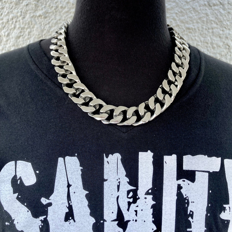 Sanity Jewelry Necklace Bagger Necklace - "EASY BIKER" - Polished Cuban Link - 3/4 Inch wide CEB1