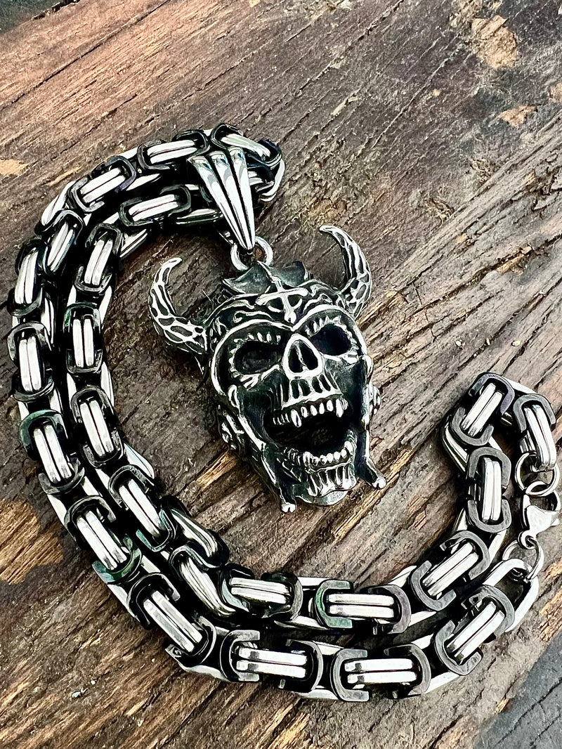 SANITY JEWELRY® Necklace Bone Crusher - Valhalla Viking Skull Pendant - Necklace (841)