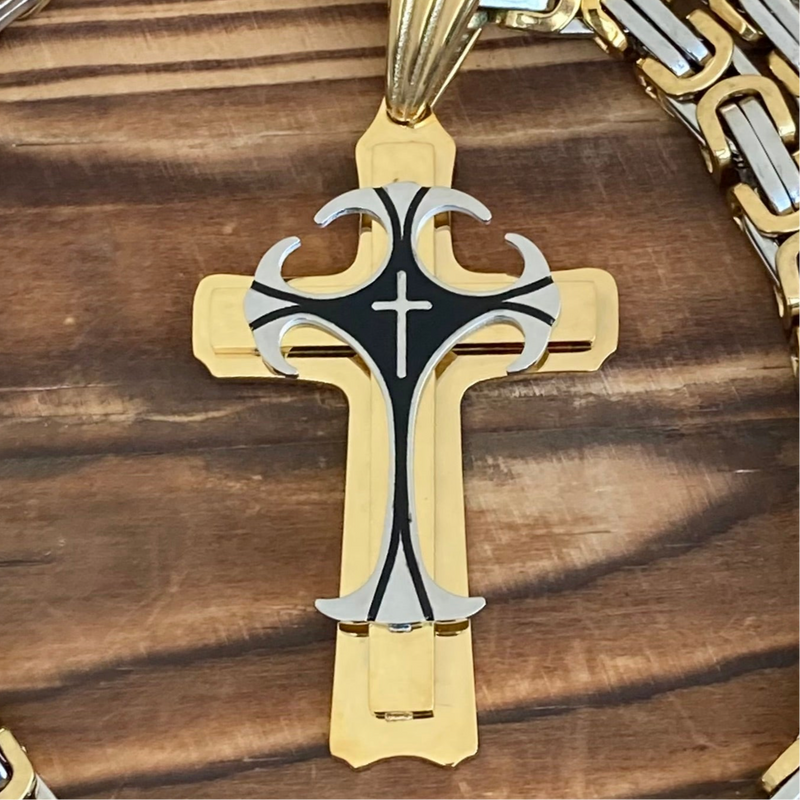 Sanity Jewelry Necklace Cross - Risen Cross Gold & Silver Pendant - Necklace - PEN822