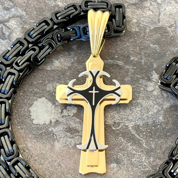 Sanity Jewelry Necklace Cross - Risen Cross Gold & Silver Pendant - Necklace - PEN822
