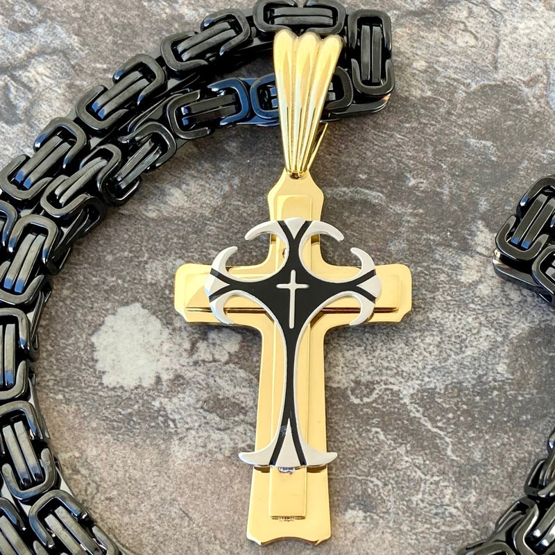 Sanity Jewelry Necklace Cross - Risen Cross Gold & Silver Pendant - Necklace - PEN822