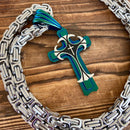 Sanity Jewelry Necklace Cross - Risen Cross Turquoise & Silver Pendant - Necklace (831)