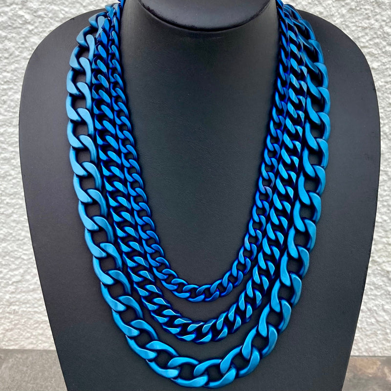 SANITY JEWELRY® Necklace Cuban - 1/2" Classic - Matte Blue Havana - CN212