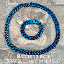 SANITY JEWELRY® Necklace - Diamond Cut Cuban Link - Classic - Blue - 1/2" Wide - CN12