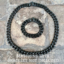 SANITY JEWELRY® Necklace - Diamond Cut Cuban Link - Classic - Matte Black - 1/2" Wide - CN11