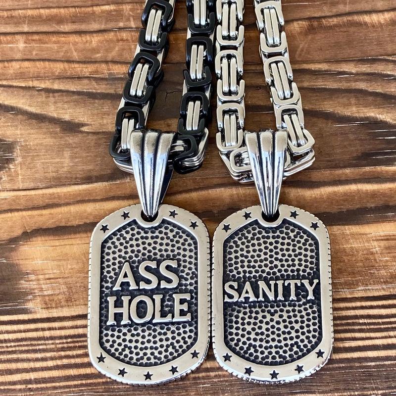 Sanity Jewelry Necklace Dog Tag - Asshole - Pendant - Necklace (479)