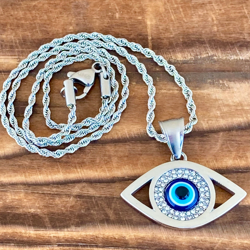 925 Sterling silver evil eye handmade Pendant amazing customized drop  dangle evil eyes jewelry for girl's kids or baby's nsp620 | TRIBAL ORNAMENTS