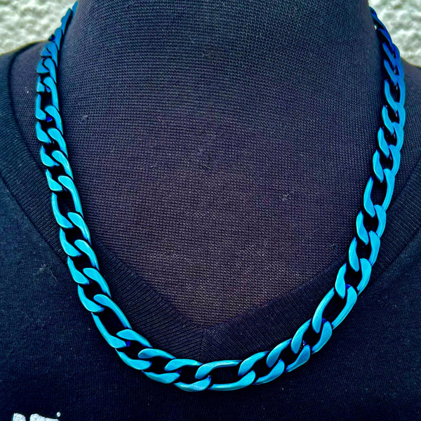 SANITY JEWELRY® Necklace - Figaro - Custom - Blue - 1/4" Wide - FN06