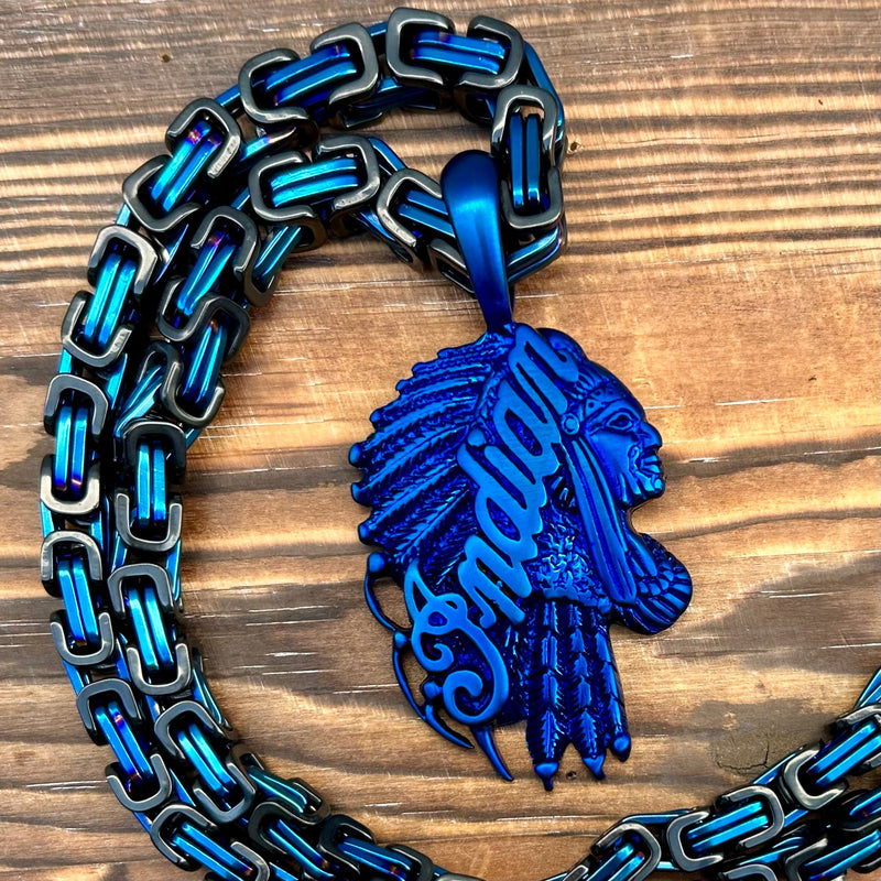 Sanity Jewelry Necklace Indian Pendant Large - Blue - Necklace (696)