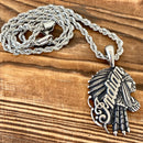 Sanity Jewelry Necklace Indian Pendant SM - Silver - Necklace (312)