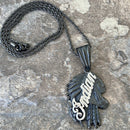 Sanity Jewelry Necklace Indian Pendant Small - Black & Silver - Necklace (849)