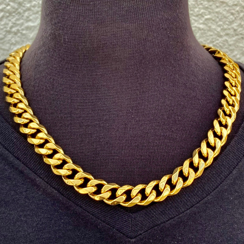 SANITY JEWELRY® Necklace - Men & Women's 20 inches Necklace Cuban - 1/2" Classic - Gold Havana - CN213