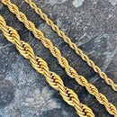 Sanity Jewelry Necklace - Men & Women's 2mm - 16" Gold "Classic Rope Chain" Necklace - 2mm, 4mm, 6mm - 16-30 inch length!