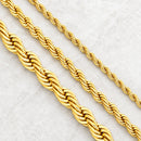 Sanity Jewelry Necklace - Men & Women's 2mm - 16" Gold "Classic Rope Chain" Necklace - Gold 2mm, 4mm, 6mm - 16-30 inch length!