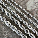 Sanity Jewelry Necklace - Men & Women's 2mm - 16" Silver "Classic Rope Chain" Necklace - 2mm, 4mm, 6mm - 16-30 inch length!